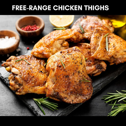 Free Range Chicken Thighs (bone in +skin on)